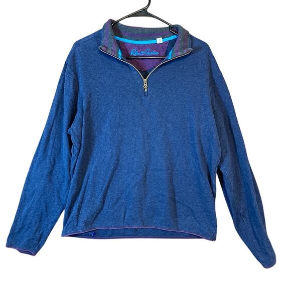 Robert Graham Mens Sweater Blue Purple 1/4 Zip Pullover Classic Fit Small - Picture 1 of 13